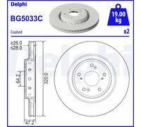 Disque de frein DELPHI BG5033C avant, ventilé, 2 pièce