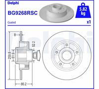 Disque de frein DELPHI BG9268RSC arrière, plein, 1 pièce