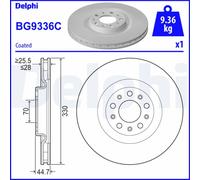 Disque de frein DELPHI BG9336C avant, ventilé, 1 pièce