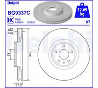 Disque de frein DELPHI BG9337C avant, ventilé, à haute teneur en carbone, 1 pièce