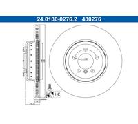 1x Disque de frein ATE 24.0130-0276.2 convient pour BMW