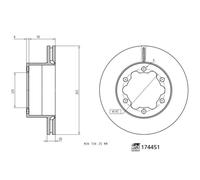 Disque de frein FEBI BILSTEIN 174451 arrière, ventilé, 1 pièce