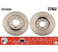 2x Disque de frein TRW DF4960 convient pour VAUXHALL OPEL