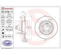 2x BREMBO 08.D758.11 Disque de frein convient pour MERCEDES-BENZ A-Klasse (W177)