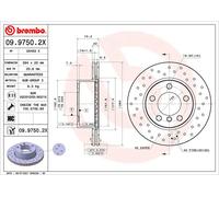 Brembo Disque de frein 09.9750.2X Avant Ø284mm Perforé Ventilé 2x pour BMW