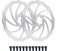 Disque De Frein Pour Freins 6 Trous,140mm/160mm /180mm/203mm Disque De Frein Rotors 2 Pcs En Acier Inoxydable Vélo Frein À Disque Center Lock Rotor Avec 12 Boulons (Argent 140mm)