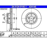 Disque de frein SUBARU BRZ 2.0 24.0124-0145.1 (1 pcs)