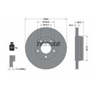 Disque de frein TEXTAR 92097303 arrière, ventilé, 1 pièce