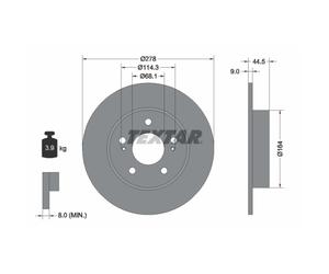 Disque de frein TEXTAR 92113103 arrière, plein, 1 pièce
