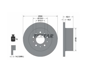 Disque de frein TEXTAR 92116103 arrière, voll, 1 pièce