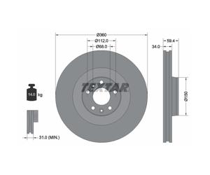 Disque de frein TEXTAR 92122205, 1 pièce