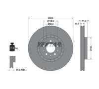 Disque de frein TEXTAR 92126705 avant, ventilé, à haute teneur en carbone, 1 pièce