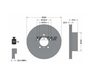 Disque de frein TEXTAR 92137705 avant, ventilé, à haute teneur en carbone, 1 pièce