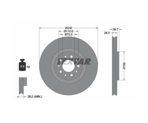 Disque de frein TEXTAR 92145103 avant, ventilé, 1 pièce