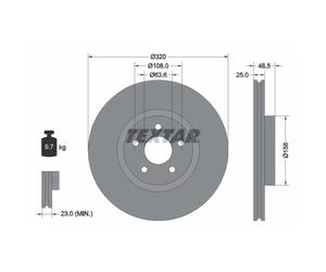 Disque de frein TEXTAR 92149105 avant, ventilé, 1 pièce