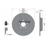 Disque de frein TEXTAR 92162903 arrière, plein, 1 pièce
