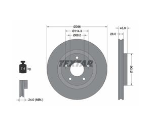 Disque de frein TEXTAR 92167405 avant, ventilé, à haute teneur en carbone, 1 pièce