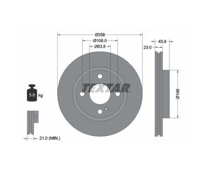Disque de frein TEXTAR 92176005 avant, ventilé, à haute teneur en carbone, 1 pièce