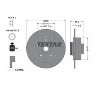Disque de frein TEXTAR 92195903 arrière, plein, 1 pièce