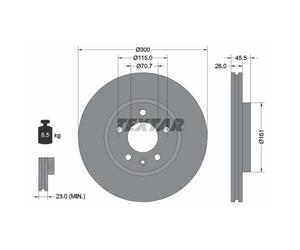 Disque de frein TEXTAR 92205605 avant, ventilé, à haute teneur en carbone, 1 pièce