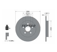 Disque de frein TEXTAR 92224003 arrière, plein, 1 pièce