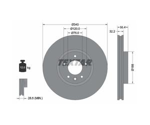 Disque de frein TEXTAR 92230305 avant, ventilé, à haute teneur en carbone, 1 pièce