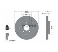 Disque de frein TEXTAR 92232205 avant, ventilé, à haute teneur en carbone, 1 pièce