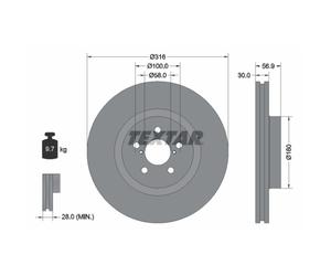 Disque de frein TEXTAR 92236503 avant, ventilé, 1 pièce