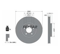 Disque de frein TEXTAR 92237805 avant, ventilé, à haute teneur en carbone, 1 pièce