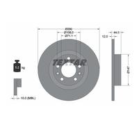 Disque de frein TEXTAR 92238003 arrière, plein, 1 pièce