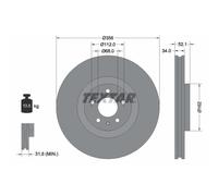 Disque de frein TEXTAR 92238205 avant, ventilé, 1 pièce