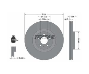 Disque de frein TEXTAR 92238205 avant, ventilé, 1 pièce