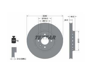 Disque de frein TEXTAR 92254603 avant, ventilé, 1 pièce