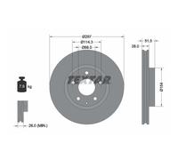 Disque de frein TEXTAR 92257405 avant, ventilé, à haute teneur en carbone, 1 pièce