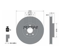 Disque de frein TEXTAR 92268605 avant, ventilé, à haute teneur en carbone, 1 pièce