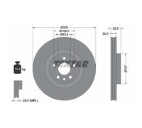 Disque de frein TEXTAR 92278605 avant, ventilé, à haute teneur en carbone, 1 pièce