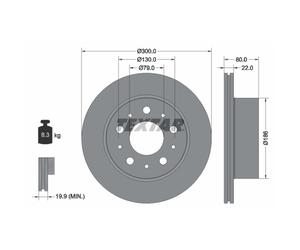 Disque de frein TEXTAR 92284303 arrière, ventilé, 1 pièce