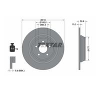 Disque de frein TEXTAR 92292503 arrière, plein, 1 pièce