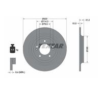 Disque de frein TEXTAR 92293403 arrière, plein, 1 pièce
