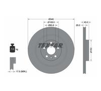 Disque de frein TEXTAR 92304503 arrière, ventilé, 1 pièce