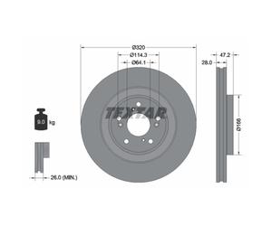 Disque de frein TEXTAR 92306203 avant, ventilé, 1 pièce