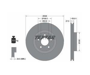 Disque de frein TEXTAR 92306703 avant, ventilé, 1 pièce