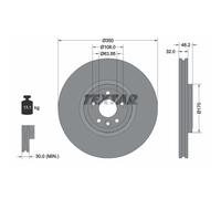 Disque de frein TEXTAR 92308205 avant, ventilé, à haute teneur en carbone, 1 pièce