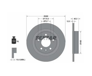 Disque de frein TEXTAR 92314603 arrière, plein, 1 pièce