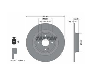Disque de frein TEXTAR 92320003 arrière, plein, 1 pièce