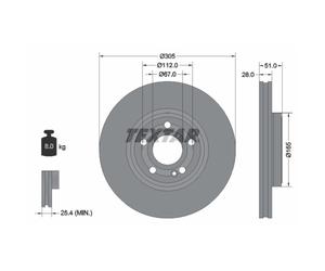 Disque de frein TEXTAR 92323405 avant, ventilé, à haute teneur en carbone, 1 pièce