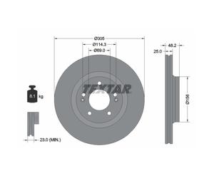 Disque de frein TEXTAR 92333203 avant, ventilé, 1 pièce