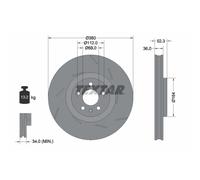 Disque de frein TEXTAR 92334105 avant, ventilé, rainuré, à haute teneur en carbone, 1 pièce