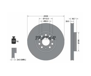 Disque de frein TEXTAR 92334805 avant, ventilé, à haute teneur en carbone, 1 pièce
