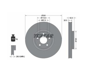 Disque de frein TEXTAR 92334903 avant, ventilé, 1 pièce